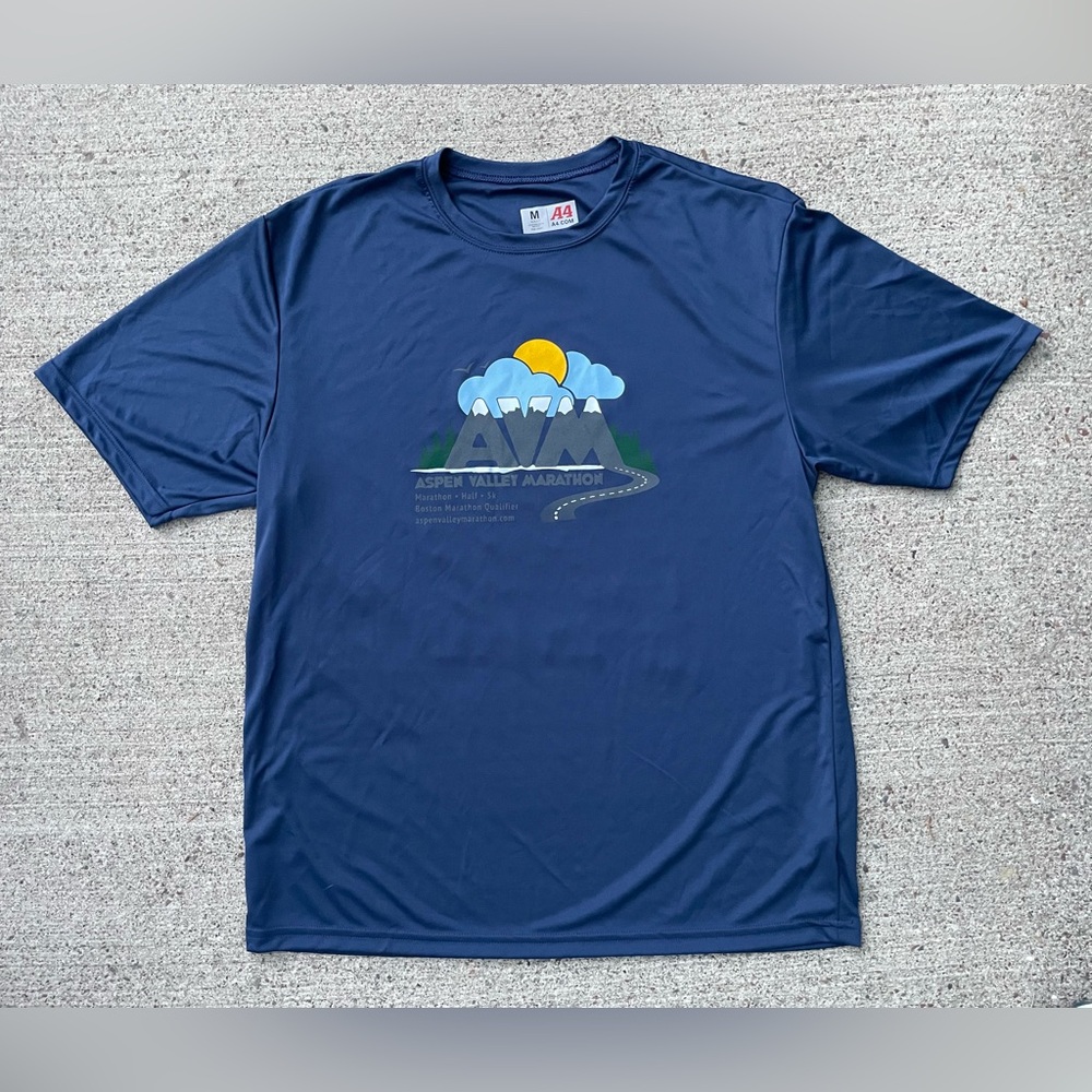 ASPEN VALLEY MARATHON AVM T-Shirt Men/Adult Medium Half/5K Colorado CO Blue Race